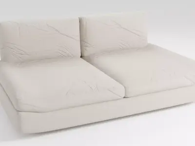 Stylish fabric sofa in beige tones 3D model