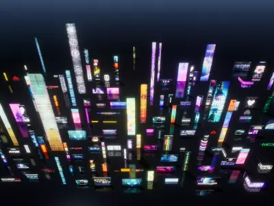 Cyberpunk Billboards  Signs Set  Low-poly 3D model