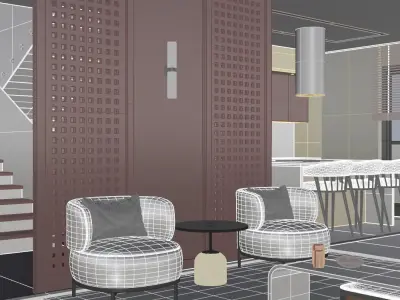 Modern Interior Living Scene 3D model