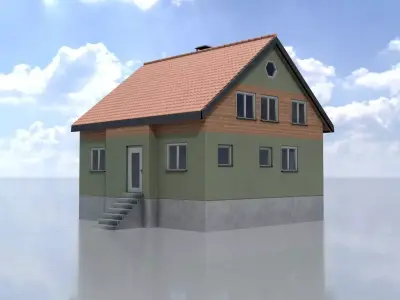 Modern single-family house version 6 R Low-poly 3D model
