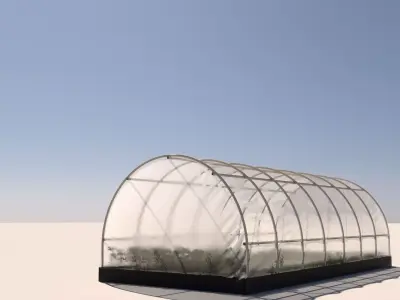 Arched plastic greenhouse Low-poly 3D model