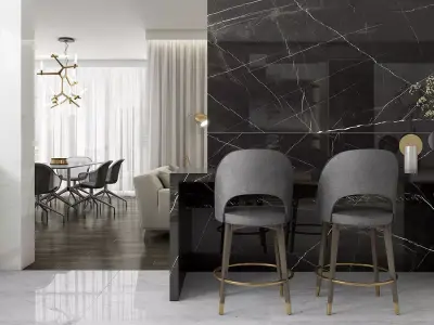 Black Marble Floor Tile 3D Model  Texture