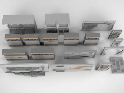 sci-fi Architecture kitbash 5 3D model