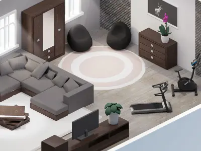 Room 30 Low-poly 3D model