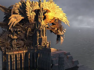 Steampunk angel flock tower 3D model