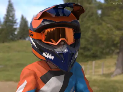  KTM Kids Dirt Bike Rider Mud Splashed Attack Stance 
