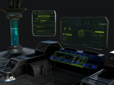 Sci-Fi Console Computer Base 2 Low-poly 3D model