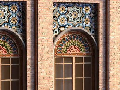 arabic exterior facade element set 803 Low-poly 3D model