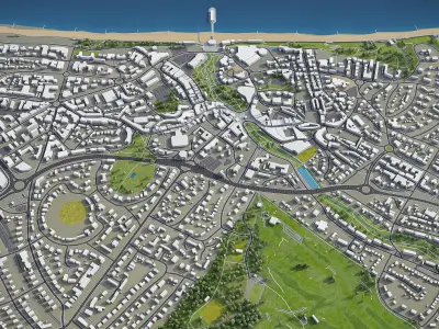 Poole - Bournemouth Low-poly 3D model