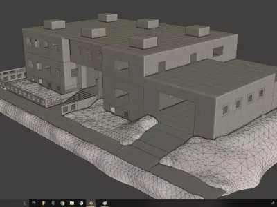 Layout 002 Municipal Building Low-poly 3D model