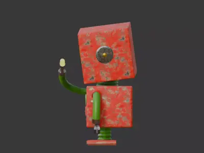 Rusty GlowBot The Cheerful Trash Collector Low-poly 3D model