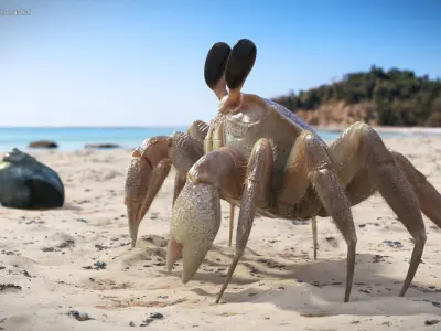  Shoreline Sand Crab Pink Beige Fur Rigged for Maya 