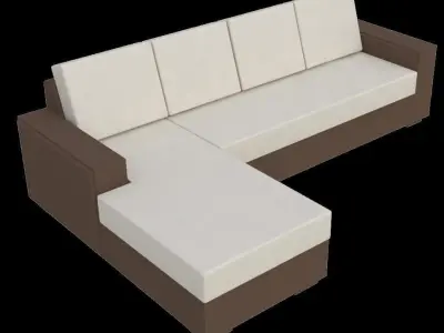 Couch L shaped architectural furniture Low-poly 3D model