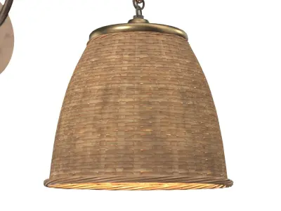 Swedish Wall Light Brass Rattan Sweden 1922 PBR 3D model