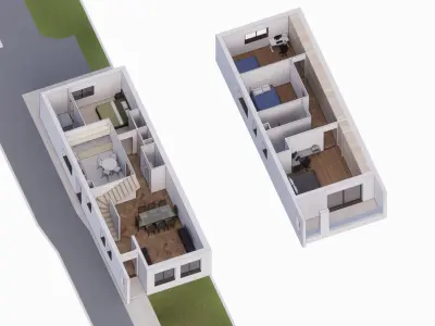 Two-story residential house 3D model