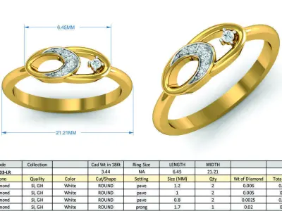 Women solitaire ring 3D print model order