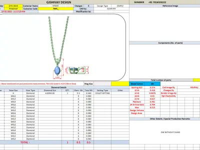 Oval Solitaire Diamond Pendant Necklace CAD Model STL 3DM 3D print model