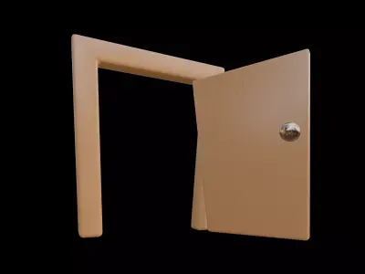 Low Poly Wooden Door with Frame Openable 3D Model Low-poly 3D model