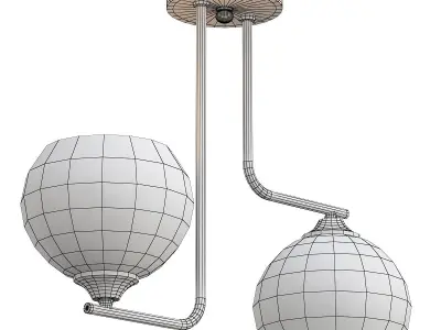 Vitaluce-V4944 two light semi-flush fixture with frosted glas... 3D model