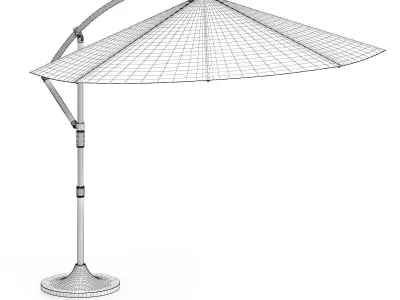 Round Beige Sunshade Umbrella 2 3D model