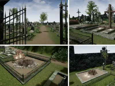 Cemetery Package Low-poly 3D model