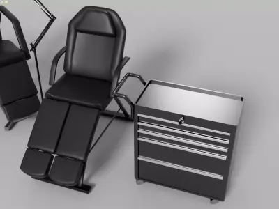 Tattoo Light Lamp Drawer Chairs all in one Low-poly 3D model