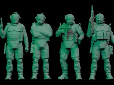 Cyberpunk Trauma Team miniatures 3D print model