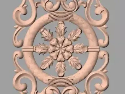 Furniture decorative flower 3D STL model for CNC carving E043 3D model