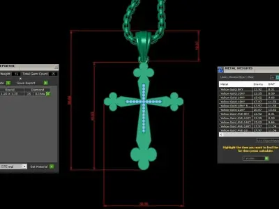 High Cross Pendant Light Gold 18K 3CP002 3D print model