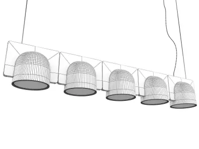 Igloo 5 pendant light with four tubes hanging from ceiling 3D model