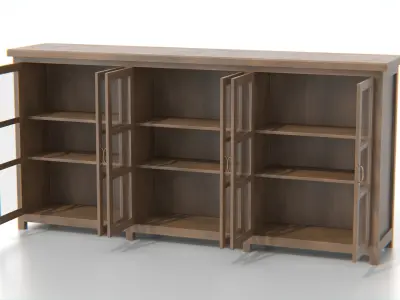 Glass Door Sideboard Cabinet Low-poly 3D model