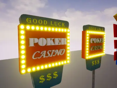 Retro Billboards-Signs Pack Low-poly 3D model