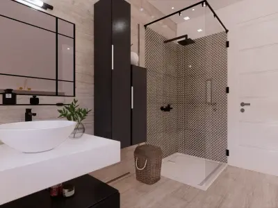 bathroom modern with decor Low-poly 3D model