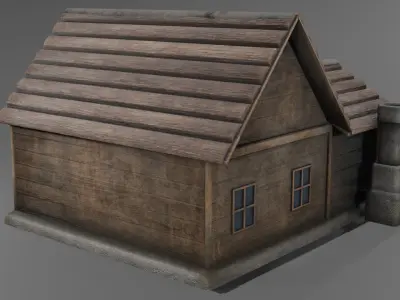 Old Wooden Tavern Low-poly 3D model
