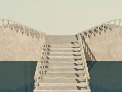 Marble staircase low poly Low-poly 3D model