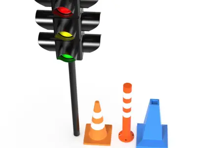 Traffic light Traffic Cone Low-poly 3D model