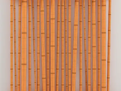 Bamboo decor wall cafe 3D model