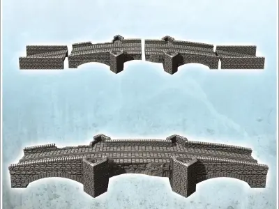 Stone bridge with four triangular pillars 2 - Modern WW2 WW1 Wor 3D print model