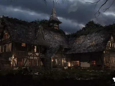 Medieval Tavern-Modular-Medieval Interior Exterior-Medieval Low-poly 3D model