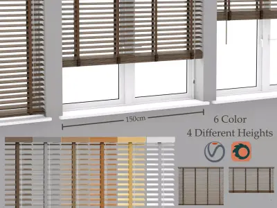 Wood Blinds Venetian version 1 - length 150cm 3D model