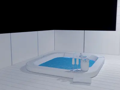 Jacuzzi bottle of champagne in ice bucket 3D model