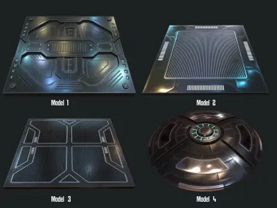 Scifi Floor Set Low-poly 3D model