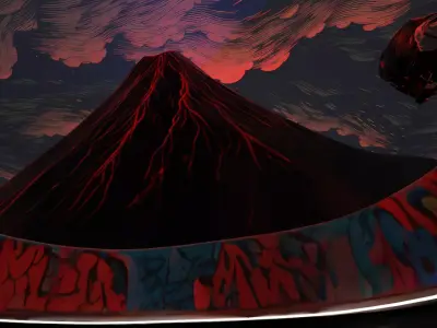 Electric Volcano Mountain Stylized Texture  3D model