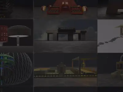 12 Different Types of Unique Buildings Collection 3D Model 3D model