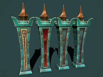 Fantasy obelisk 3 Low-poly 3D model