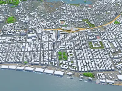 Yangon City Myanmar Low-poly 3D model