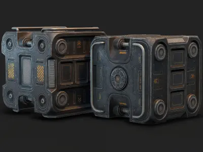 Sci Fi Box Low Poly Low-poly 3D model