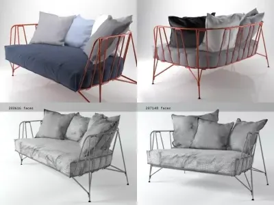 Canistro sofa with cushions and pillows 3D model