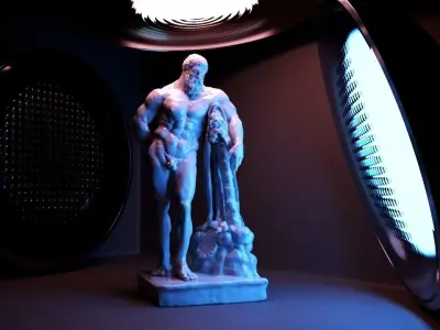 Studio set - Farnese Hercules - Cinema4d - Corona 3d Model Free 3D model