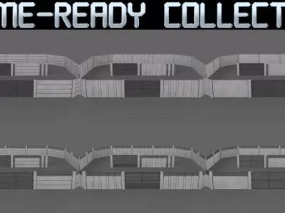 PBR Gate and Wall 3D Model Pack